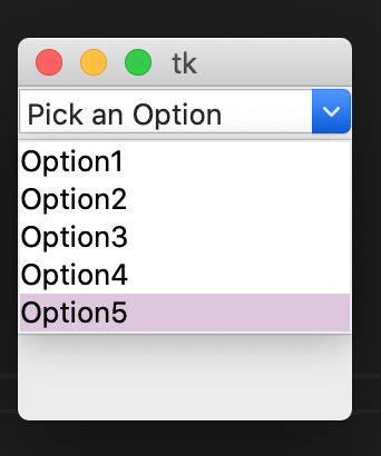 tkinter combobox